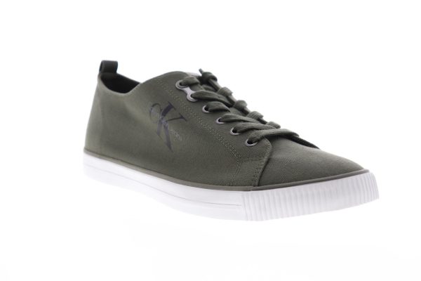 Calvin Klein Arnold 34S0369-MRY Mens Green Canvas Designer Sneakers Shoes Cheap - Image 2