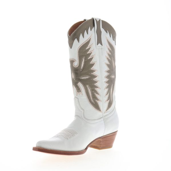 Frye Carrie Firebird Mid 79126 Womens White Leather Cowboy Western Boots Cheap - Image 4