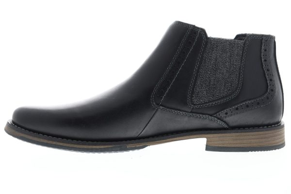 Steve Madden Proven Mens Black Leather Slip On Chelsea Boots Sale - Image 5
