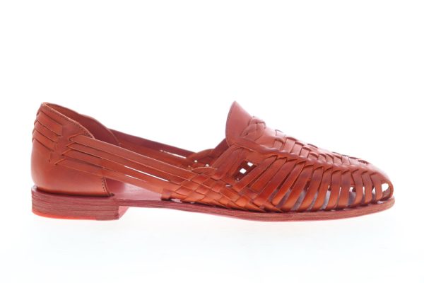 Frye Heather Huarache 70066 Womens Orange Leather Slip On Loafer Flats Shoes Hot on Sale
