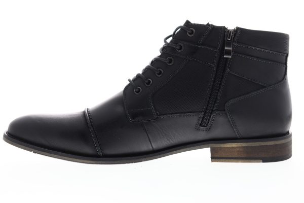Steve Madden P-Jitter Mens Black Leather Zipper Casual Dress Boots Cheap - Image 5