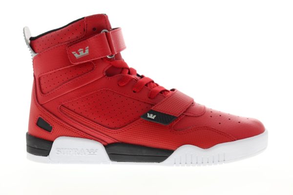 Supra Breaker 05893-662-M Mens Red Leather Lace Up Skate Sneakers Shoes Supply