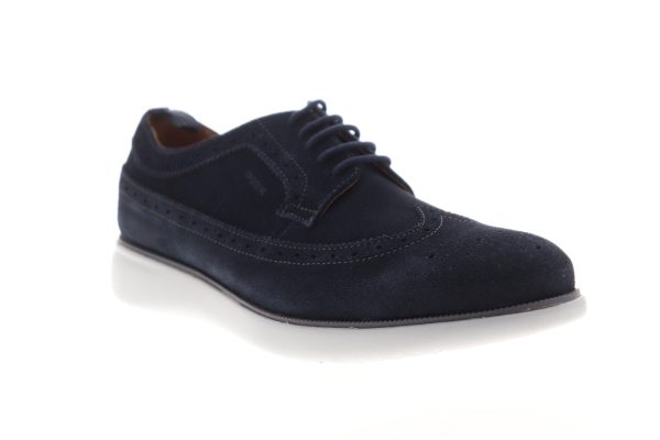 Geox U Winfred Mens Blue Suede Low Top Lace Up Wingtip Oxfords Shoes Sale - Image 2