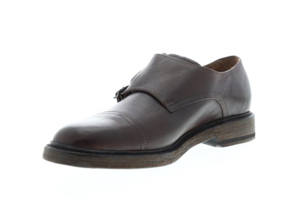 Frye Jones Double Monk 84604 Mens Brown Leather Monk Strap Oxfords Shoes For Sale - Image 4