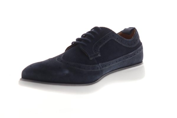Geox U Winfred Mens Blue Suede Low Top Lace Up Wingtip Oxfords Shoes Sale - Image 4