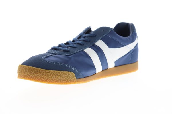 Gola Harrier Nylon CMA176 Mens Blue Low Top Lace Up Lifestyle Sneakers Shoes For Cheap - Image 4