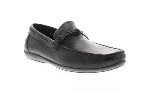 Geox U Ascanio Mens Black Leather Slip On Casual Loafers Shoes Hot on Sale - Image 2