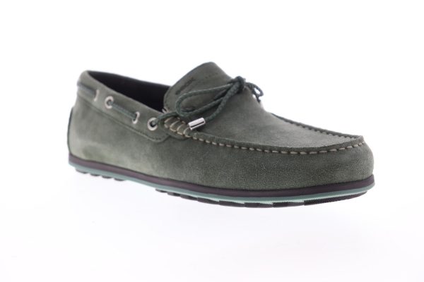 Geox U Mirvin Mens Green Suede Low Top Lace Up Moccasin Loafers Shoes Cheap - Image 2