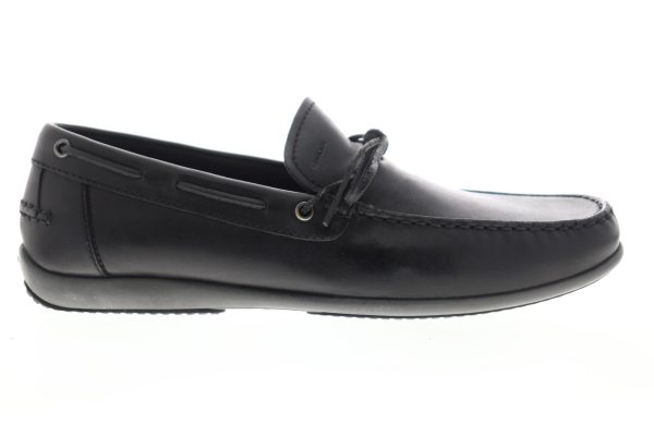 Geox U Ascanio Mens Black Leather Slip On Casual Loafers Shoes Hot on Sale