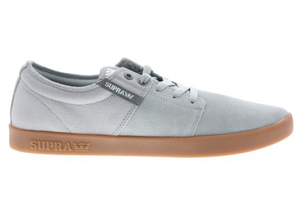 Supra Stacks II 08183-079-M Mens Gray Suede Lace Up Skate Sneakers Shoes For Discount