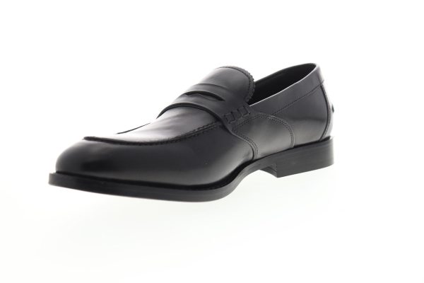 Geox U Hampstead Mens Black Leather Slip On Penny Loafers Shoes Online Sale - Image 4