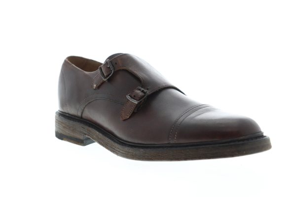 Frye Jones Double Monk 84604 Mens Brown Leather Monk Strap Oxfords Shoes For Sale - Image 2