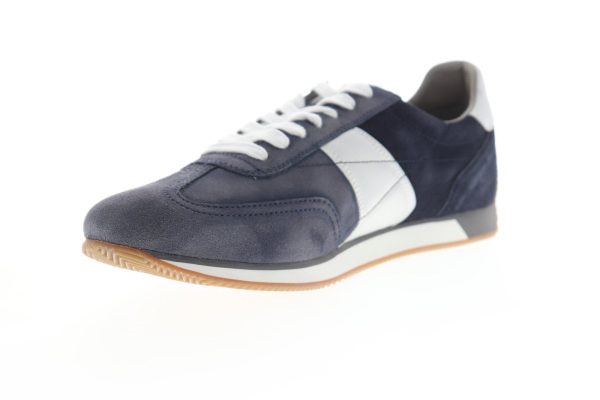 Geox U Vinto Mens Blue Suede Lace Up Euro Sneakers Shoes Discount - Image 4