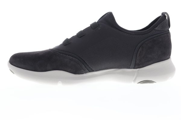 Geox U Nebula S Mens Gray Suede Low Top Slip On Euro Sneakers Shoes Cheap - Image 5