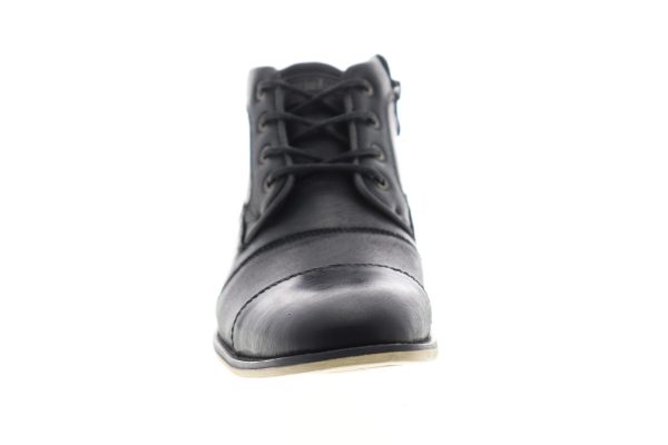 Steve Madden Johnnie Mens Black Leather Lace Up Casual Dress Boots Sale - Image 3