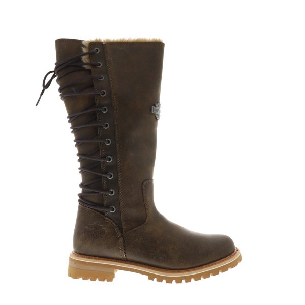 Harley-Davidson Dorland D84322 Womens Brown Leather Zipper Motorcycle Boots Online Sale