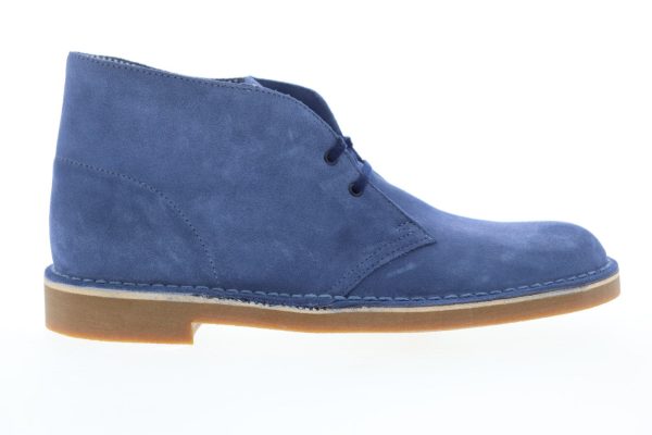 Clarks Bushacre 2 26142802 Mens Blue Suede Lace Up Desert Boots Fashion