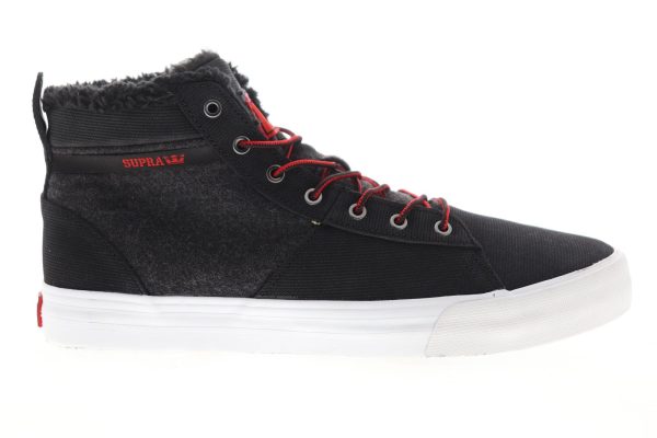 Supra Stacks Mid 05903-005-M Mens Black Canvas Lace Up Skate Sneakers Shoes on Sale