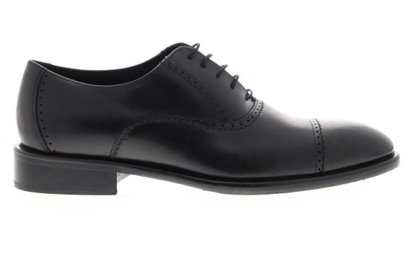 Bruno Magli Reno BM600640 Mens Black Leather Lace Up Cap Toe Oxfords Shoes For Discount