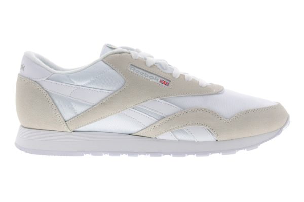 Reebok Classic Nylon Mens White Nylon Lace Up Lifestyle Sneakers Shoes Sale