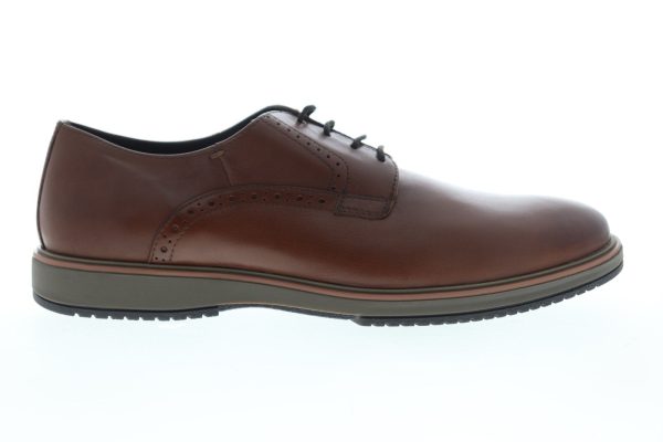 Geox U Tyren Mens Brown Leather Oxfords & Lace Ups Plain Toe Shoes Hot on Sale