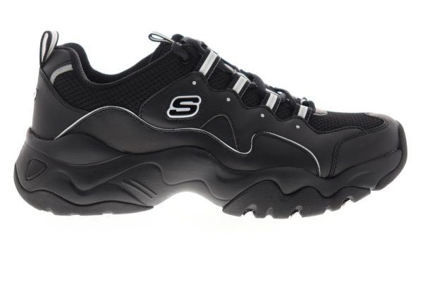 Skechers D Lites 3 Silverwood 52685 Mens Black Leather Lifestyle Sneakers Shoes on Sale