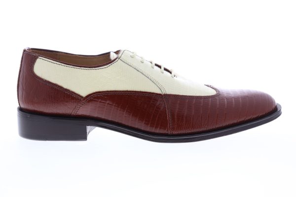 Giorgio Brutini Melby 210074 Mens Brown Leather Low Top Plain Toe Oxfords Shoes Hot on Sale