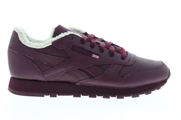 Reebok Classic Leather FU7776 Womens Burgundy Lifestyle Sneakers Shoes For Cheap