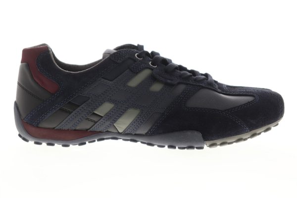 Geox Uomo Snake Mens Blue Suede Low Top Lace Up Euro Sneakers Shoes Online now