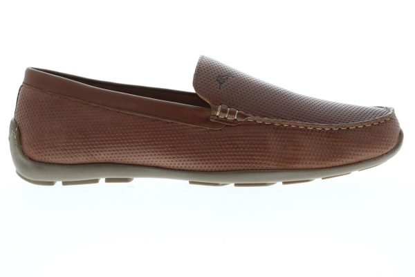 Tommy Bahama Orion TB7S00045 Mens Brown Leather Slip On Moccasin Loafers Shoes Fashion