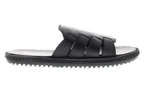 Tommy Bahama Hamlin TB9M1112 Mens Black Leather Slip On Slides Sandals Shoes Online now
