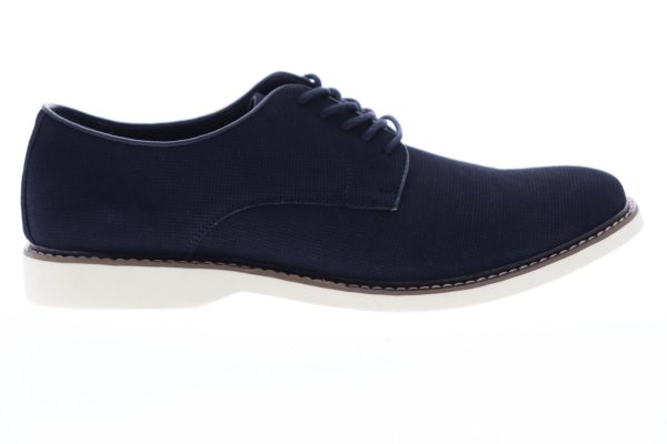 Steve Madden M-David Mens Blue Nubuck Leather Low Top Plain Toe Oxfords Shoes Online now