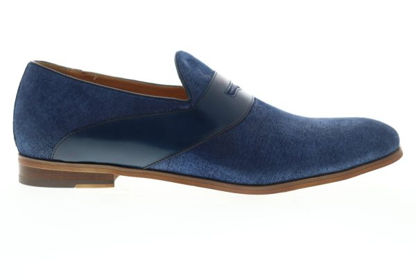 Robert Graham Enrique RGS5010 Mens Blue Canvas Slip On Penny Loafers Shoes Supply