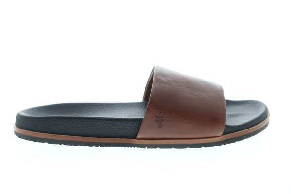 Frye Evan Slide 80512 Mens Brown Leather Slip On Slides Sandals Shoes Supply