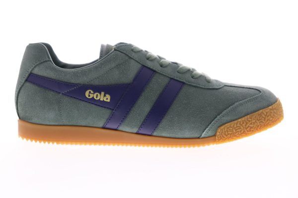 Gola Harrier Suede CMA192 Mens Green Low Top Lace Up Lifestyle Sneakers Shoes Supply