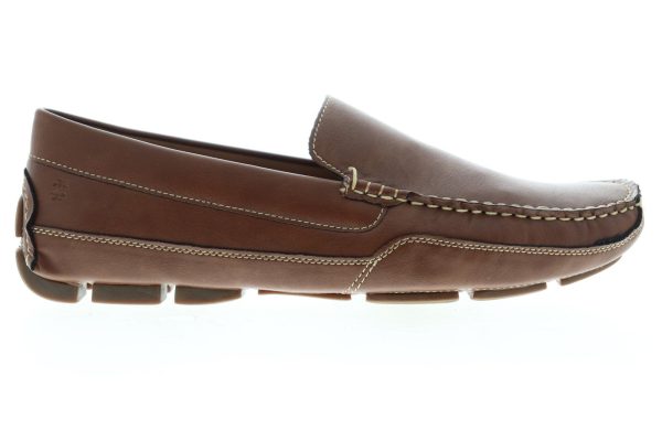Izod Burney 630214 Mens Brown Leather Slip On Moccasin Loafers Shoes For Discount