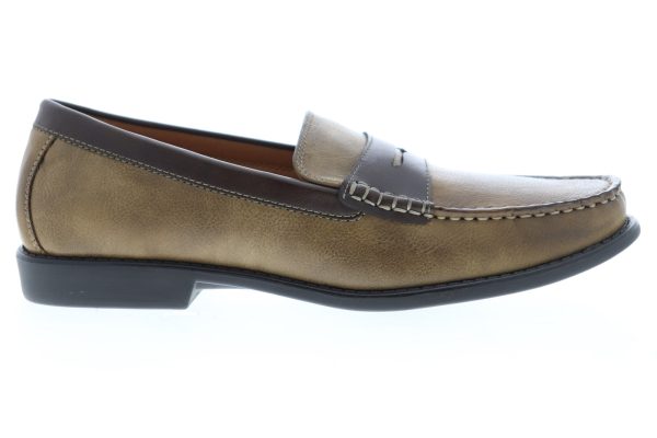 Izod Edmund 2 630234 Mens Brown Leather Slip On Penny Loafers Shoes on Sale