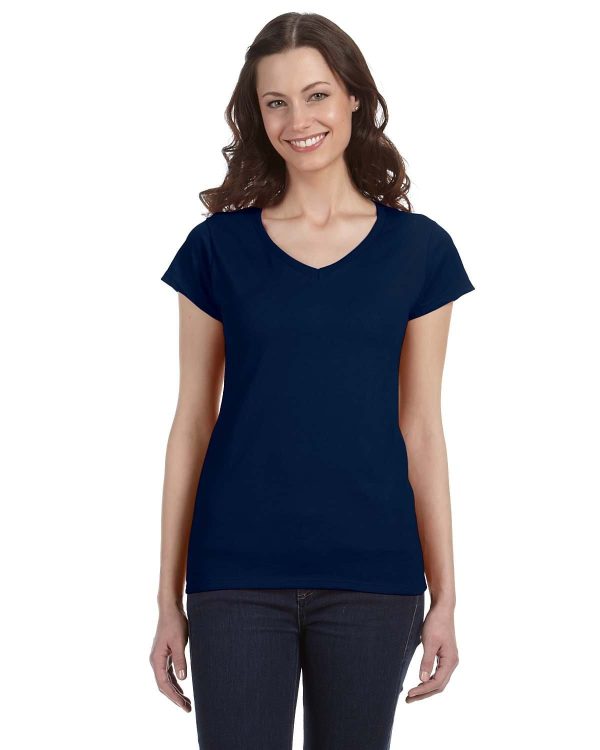 Gildan Ladies SoftStyle V-Neck T-Shirt | Navy Cheap