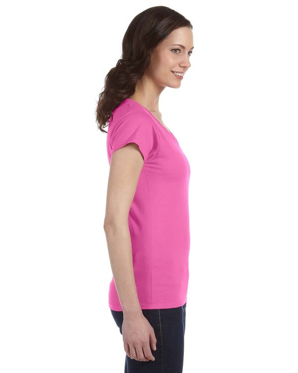 Gildan Ladies SoftStyle V-Neck T-Shirt | Azalea For Discount - Image 3