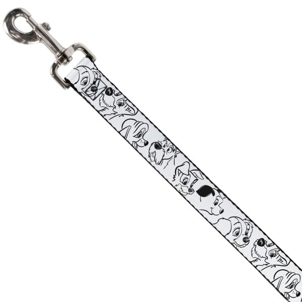 Dog Leash - Disney Dogs Face Outlines White Black For Sale - Image 2
