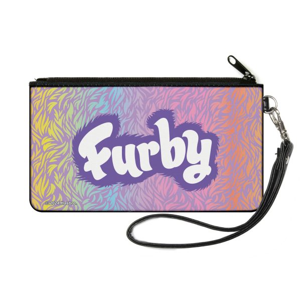 Canvas Zipper Wallet - SMALL - FURBY Title Logo Fur Print Multi Color Purple White Cheap