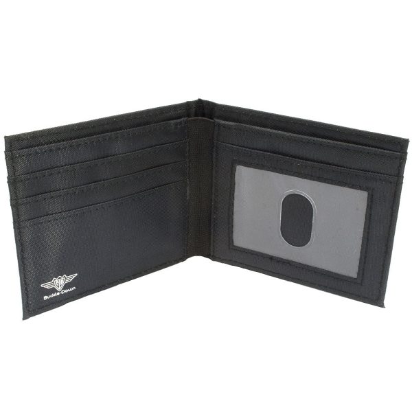Canvas Bi-Fold Wallet - SUPERNATURAL Castiel Angel Wings Pose + Logo Black White Fashion - Image 3